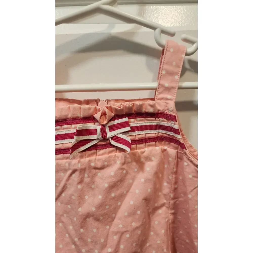 Vtg Gymboree Pink Polka Dot Dress 12-18 Months, Bow & Ribbon 100% Cotton 2006